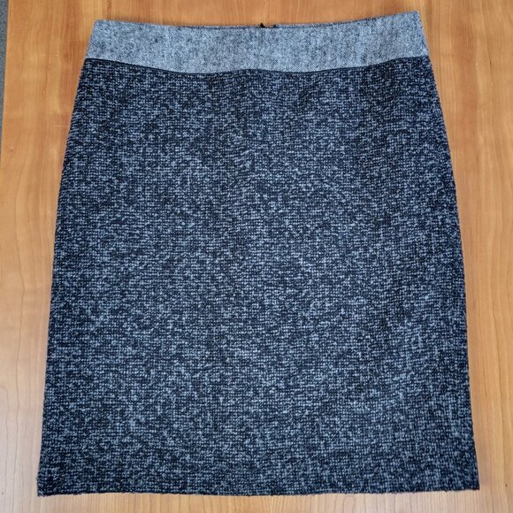 Liz Claiborne Lined Gray Black Heather Wool Blend Pencil Skirt - 6 - Picture 1 of 7